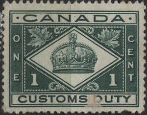 Canada 1912 VanDam #FCD1 1c green Customs Duty, used - Picture 1 of 1