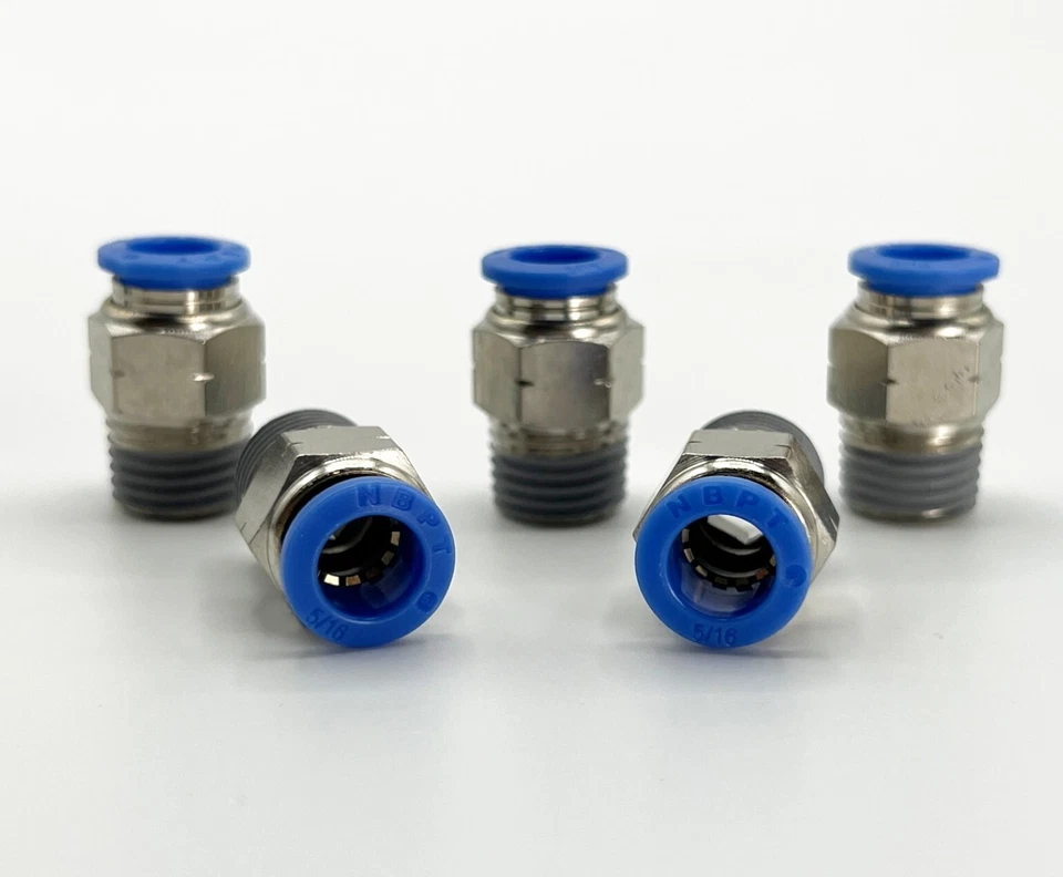 5/16 Hose-1/4NPT One Touch Push To lock Fitting Straight, 5 pcs - Image 1 of 2