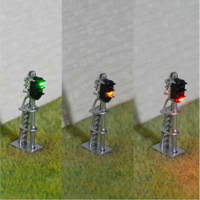 4 x N scale model railroad block signals railway train LED made 3 aspect #NS3 - Image 1 of 4