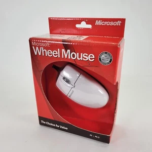 Microsoft Wheel Mouse 1.0 PC PS/2 Corded White New Sealed X08-70343 Vtg - Picture 1 of 6