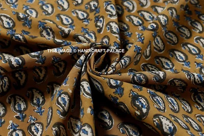 Tela de algodón Sanganeri india hecha a mano Dabu de 5 yardas tela con estampado de bloques a mano Foto 1 de 3