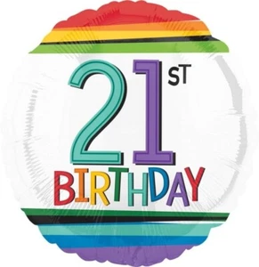 21st Birthday Party Supplies Rainbow Foil Balloon Twenty-One 21 Twenty-First - Picture 1 of 1