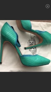 New Rachel Roy Green Snakeskin Embossed Pumps Heels 10 - Picture 1 of 6