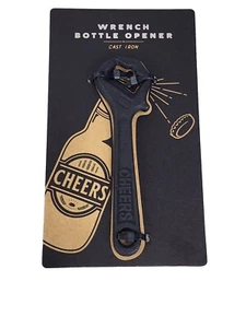 Cheers Wrench Bottle Opener Cast Iron Man Cave New Black Tool Shed Hanger Beer  - Picture 1 of 2