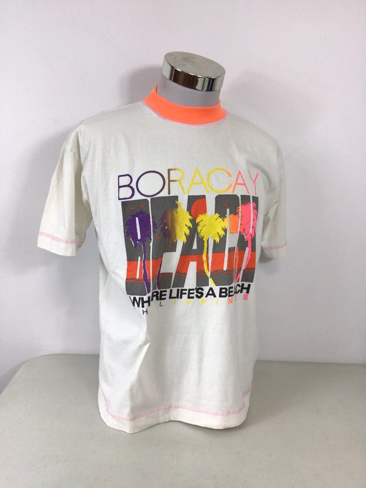 Винтажная мужская футболка CERRUTI Boracay Beach средний размер - Изображение 1 из 4