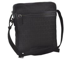 Authentic FENDI Zucchino Shoulder Cross Body Bag Canvas Leather Black 0820J