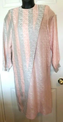 Vestido recto vintage Bill Blass Collection para mujer talla 8 rosa gris crepé LS Midi Foto 1 de 4