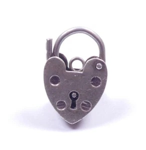 Dije de broche de candado vintage de plata de ley 925 Birmingham 1978 sello 1,6 g - Imagen 1 de 9