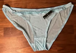 Vtg Isadora Paccini Nylon String Bikini Panties Sz 9 NWT Lace Metallic Dots Blue - Picture 1 of 5