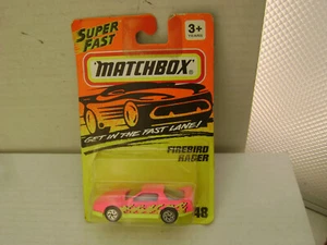 1994 MATCHBOX SUPERFAST #48 PINK FIREBIRD RACER NEW ON CARD - Picture 1 of 3
