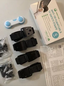 VIER TV-Möbel Anti-Kipp Sicherheitsanker strapazierfähige Gurte, SCHRAUBEN Kind Baby - Bild 1 von 12