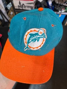 Vintage Miami Dolphins Hat Fitted Hat 7 3/8 The Natural Team NFL Wool H33 - Picture 1 of 5