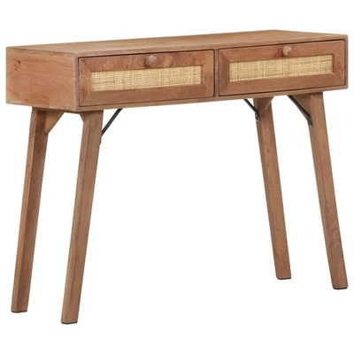 Console Table Solid Mango Wood Wheat 100x35x76 cm 2 Drawers  Handmade Look - Image 1 of 4