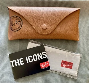 Ray-Ban Sun Glasses Case With Cleaning Cloth Leather Hard Snap Closure 6”x 2.5” - Picture 1 of 5