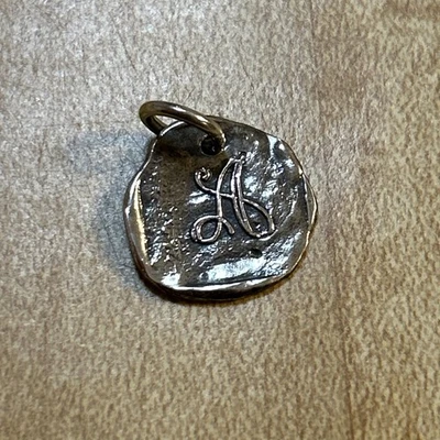 Waxing Poetic Sterling Silver Scroll Wax Seal Letter A Initial Charm Pendant 925 - Image 1 of 4