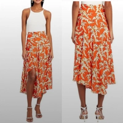 A.L.C. Юбка Lev Midi шелк в оранжевый цветочный - Изображение 1 из 4