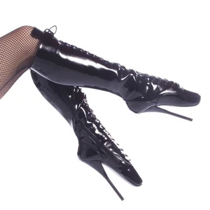 Sale BALLET-2020 18cm hohe Devious High-Heels Ballettstiefel schwarz Lack Gr 44 - Bild 1 von 1