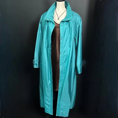 Abrigo de lluvia vintage años 90 Aurora International de Abbmoor verde azulado 18 gabardina coqueta Foto 1 de 4