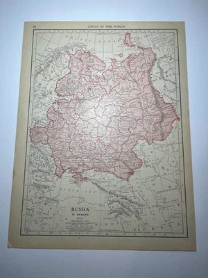 Mapa "Rojo" de RUSIA 1906/1910 en EUROPA fm 1912 Nuevo Atlas Censo VER DESCRIPCIÓN Foto 1 de 3