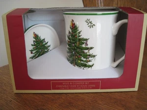 Spode Albero di Natale Porcellana 12 oz. Set tazze e sottobicchieri - Nuovo con scatola - Foto 1 di 3