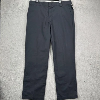 Pantalones de sarga Dickies trabajo para hombre 38X32 negros calce ajustado pierna cónica frente plano NUEVO Foto 1 de 4