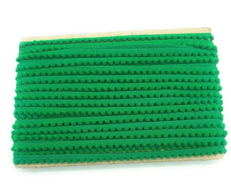 Mini bolas de algodón con flecos de pompón en el borde para blusa Dupatta Sari 10 yardas Foto 1 de 1