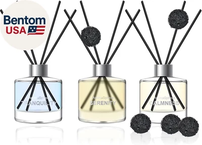 Reed Diffuser Set of 3, Eucalyptus Jasmine Lemongrass Aromatherapy Fragrance Oil - Image 1 of 4