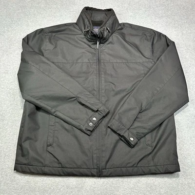 Chaqueta Roundtree&Yorke Para Hombre Grande Negra Cremallera Completa Empacable Capucha Peso Pesado Foto 1 de 4