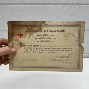 VINTAGE ORIGINAL AUSTRALIAN RED CROSS Society War WW2 Certificate 1939 Junk Art - Picture 1 of 4