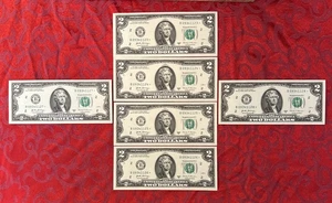$2 Dollar Bill STAR NOTE 6 Consecutive Serial Numbers New York Uncirculated GEM - Picture 1 of 8