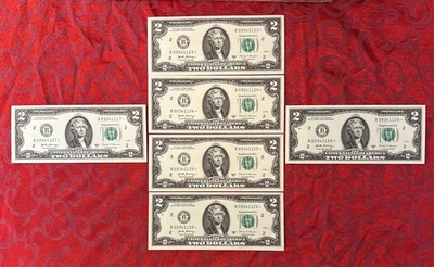 $2 Dollar Bill STAR NOTE 6 Consecutive Serial Numbers New York Uncirculated GEM - Image 1 of 4