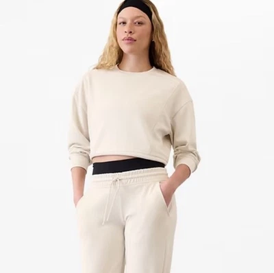 Sudadera Athleta Seasoft Rib Cuello Redondo Hueso Grande Atletismo Acogedora Comodidad Foto 1 de 4