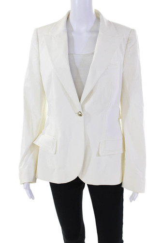 Giacca blazer donna Gucci cotone tono oro chiusura singolo bottone bianco taglia 44