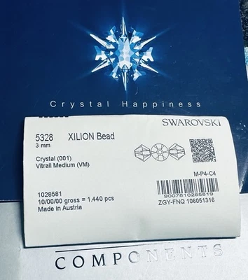 5328 3mm Crystal Vitrail Medium Swarovski Bicone Beads 1440pcs. Sealed Pack - Image 1 of 4