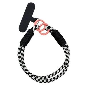 Bracelet porte téléphone corde superposée noir et blanc - Photo 1 sur 2