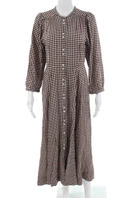 Doen Womens Shirt Dress Maxi Black Check 100% Organic Cotton Long Sleeve Size M - Image 1 of 4