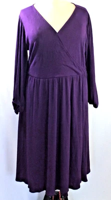 NUEVO AVA & VIV Púrpura Talla Grande 2X Vestido Manga Larga Globo Imitación Envoltura Elástica Foto 1 de 4