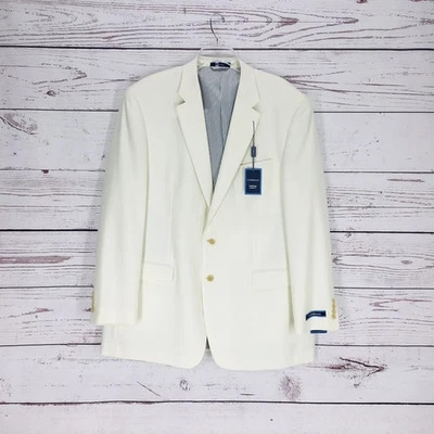 CROFT & BARROW Hombre 48L Abrigo Deportivo Blazer Chaqueta AJUSTE CLÁSICO Marfil Dos Botones Foto 1 de 4