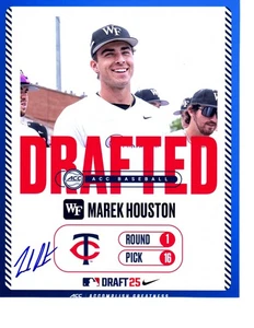 Marek Houston Minnesota Twins prospect auto signed 8x10 baseball photo Wake b - Picture 1 of 1