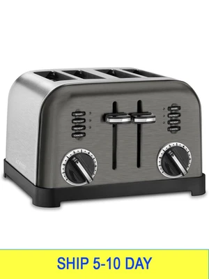Tostadora clásica de 4 rebanadas Cuisinart CPT-180BKS, negra/acero inoxidable Foto 1 de 4