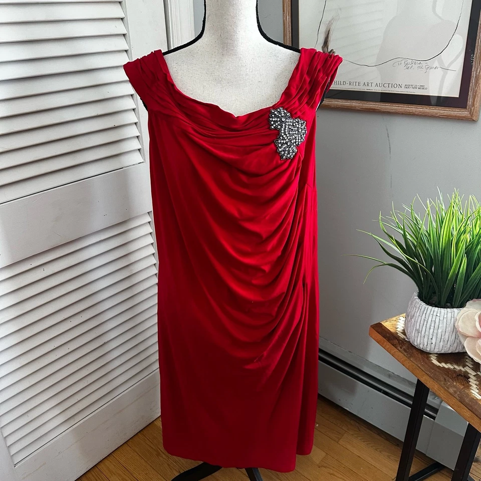 Vestido SCARLETT NITE Mujer 18W Rojo Estrás Reunido Cambio Cóctel Noche Foto 1 de 4