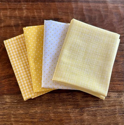 Paquete de 4 cuartos de grasa Riley Blake Basics paquete amarillo lunares edredón de guinga algodón Foto 1 de 4