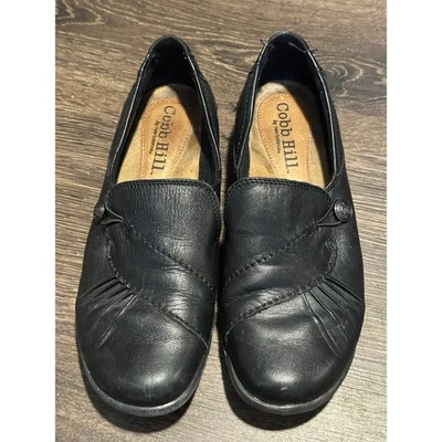 Cobb Hill Shoes Womens 7M Paulette Slip On Loafer Flats CAG01BK Black Leather Foto 1 de 4