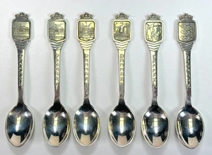 6er Set Dänemark Dänemark 925 Sterling Silber 4" Souvenir Löffel - Bild 1 von 20