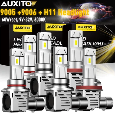 AUXITO Combo H11 9005 9006 LED Headlight Conversion Bulb Hi/Low Beam Light 6500K Foto 1 de 4