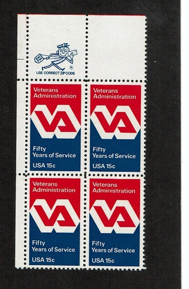 1980 U.S. COMMEM 15c VETERANS ADMIN  ZIP Blk Sc#1825 M/NH/OG Pristine - Image 1 of 1