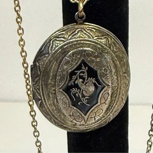 Vintage Metall Calla Lilly Medaillon 30" Kette Halskette - Bild 1 von 10