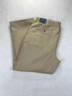 Pantalones cómodos chinos grandes y altos Lands' End para hombre beige caqui cintura elástica nuevos con etiquetas Foto 1 de 4