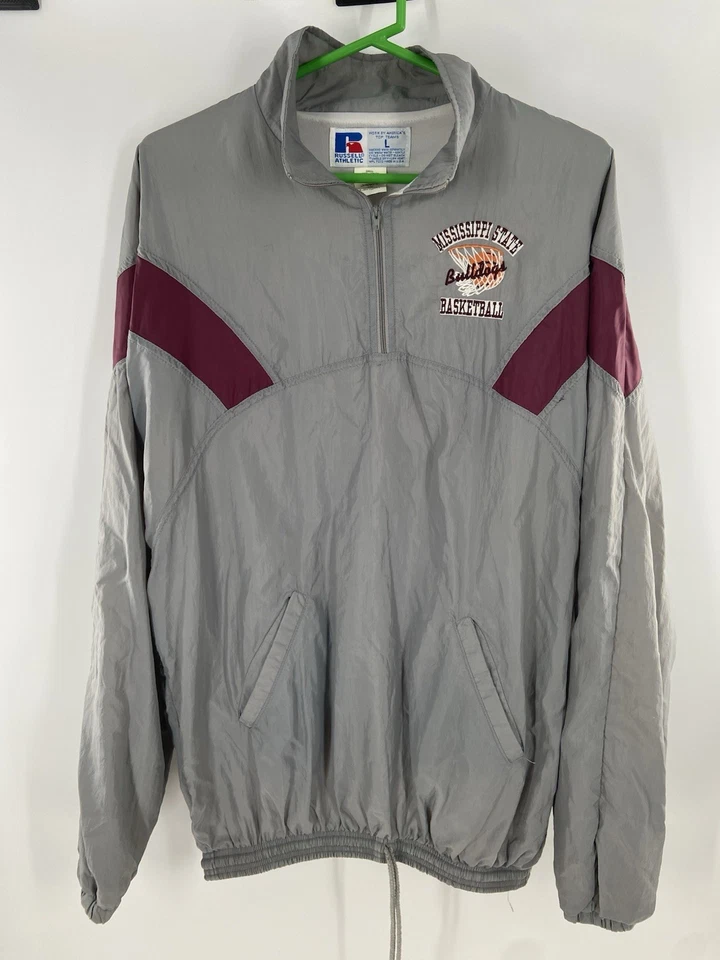 Vintage 90s Mississippi State Bulldogs Basketball Jacket Windbreaker Size Large - Image 1 of 4