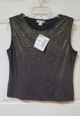 Camiseta sin mangas informal de esquina negra dorada brillante pulóver sin mangas talla L nueva con etiquetas Foto 1 de 4